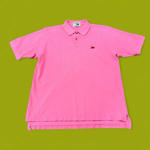 Perlis Polo Shirt Men M Pink Short Sleeve Cotton Crawfish Logo Preppy Golf Peru
